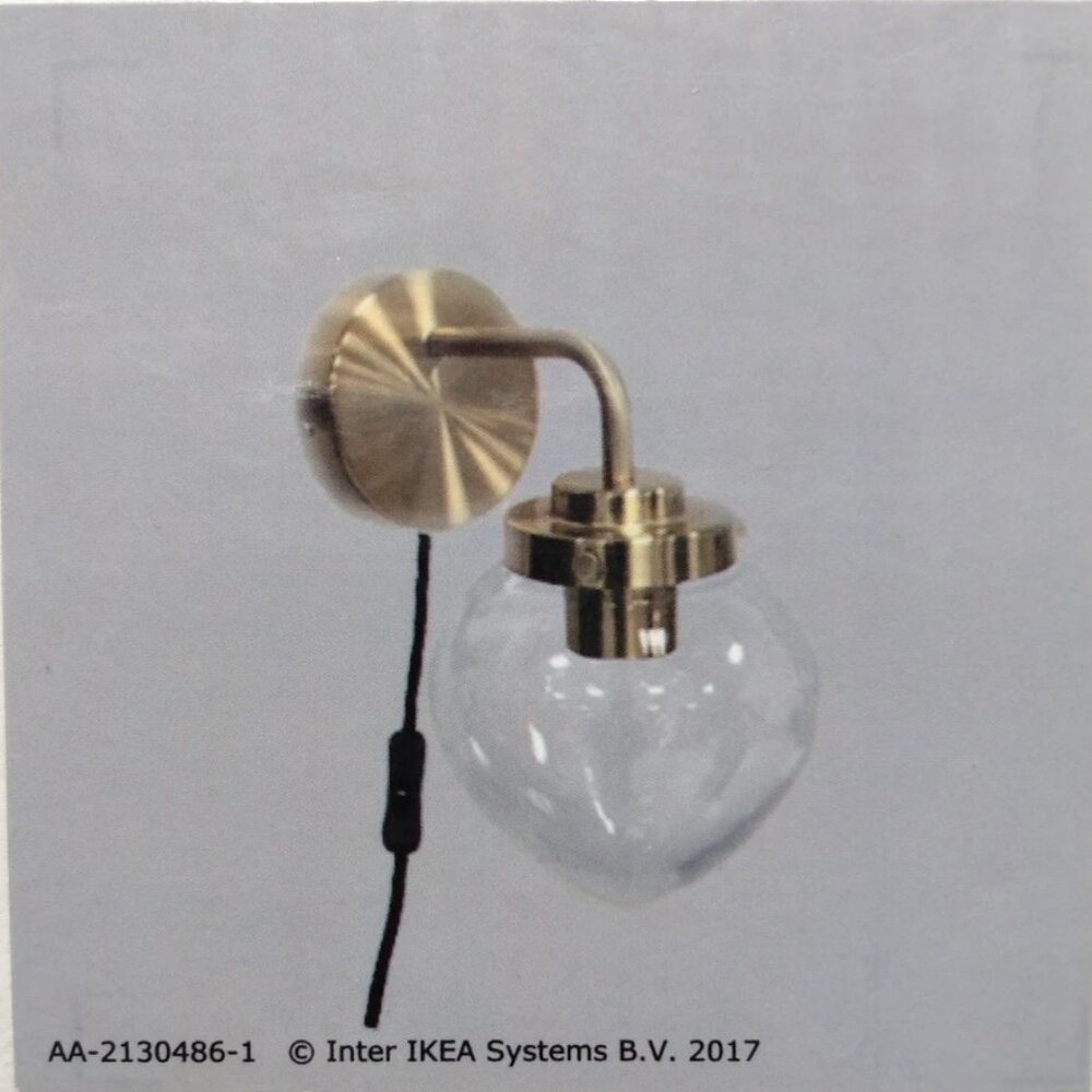 IKEA ATERSKEN Wall Sconce, Discontinued Model, Gold In Color, Pre-Owned